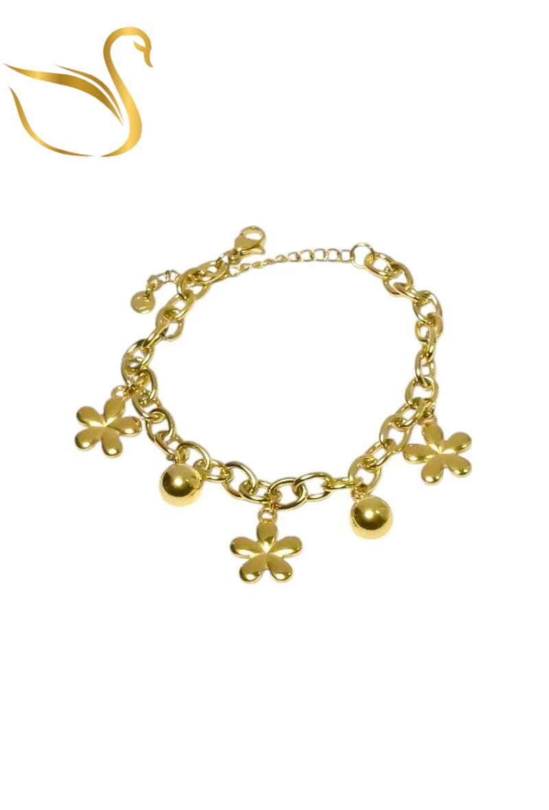 Grossiste Emma Fantaisies - Bracelet fleur breloque Or