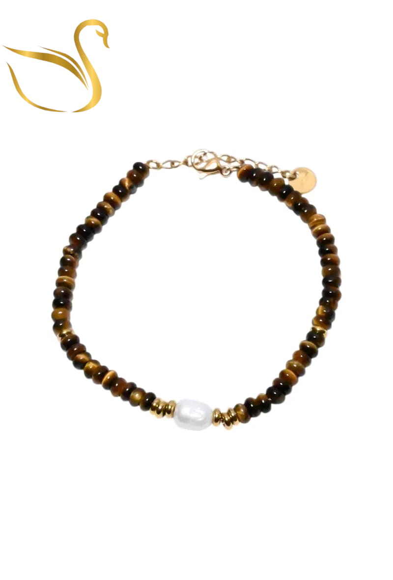 Grossiste Emma Fantaisies - Bracelet pierre minérale perle naturelle Or