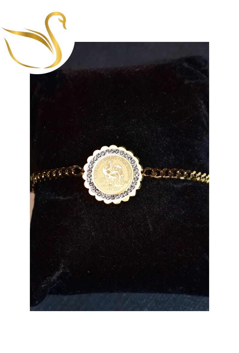 Grossiste Emma Fantaisies - Bracelet coq reine liberté fraternité égalite Or