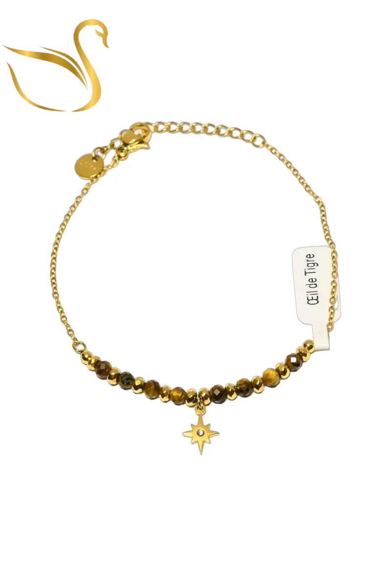 Grossiste Emma Fantaisies - Bracelet oeil de tigre étoile