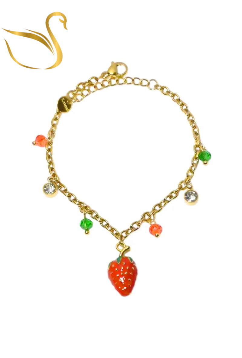 Grossiste Emma Fantaisies - Bracelet breloque fraise Or
