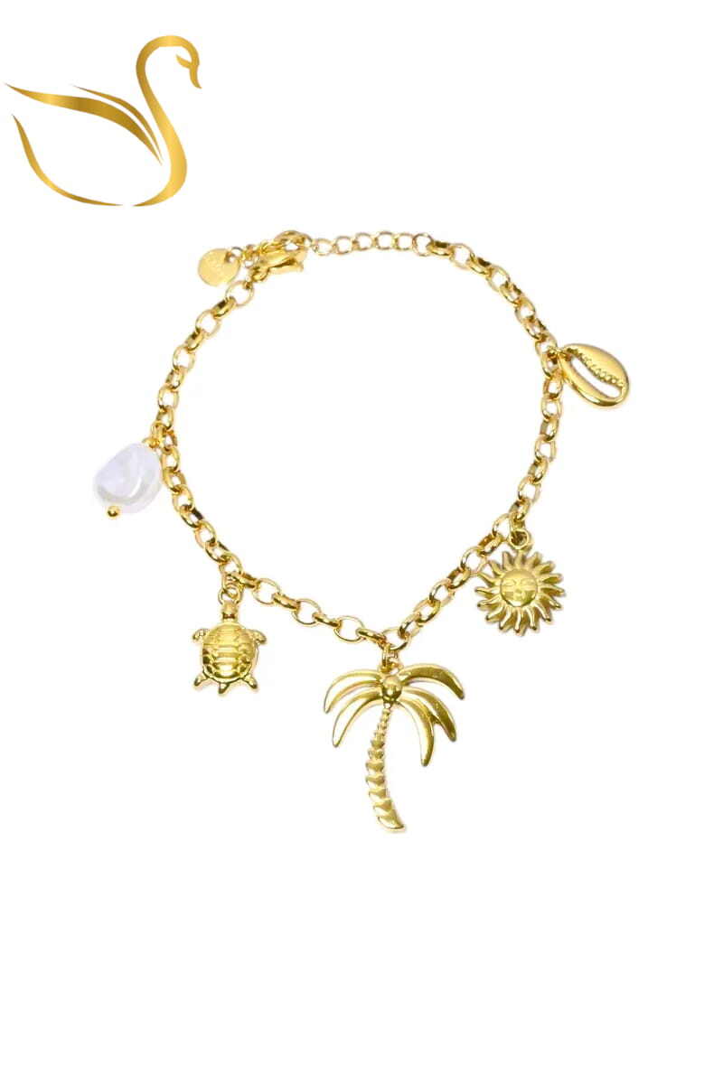 Grossiste Emma Fantaisies - Bracelet breloque palmier Or