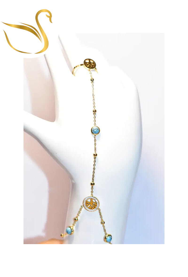 Grossiste Emma Fantaisies - Bracelet chaîne de main taille réglable arbre de la vie Or