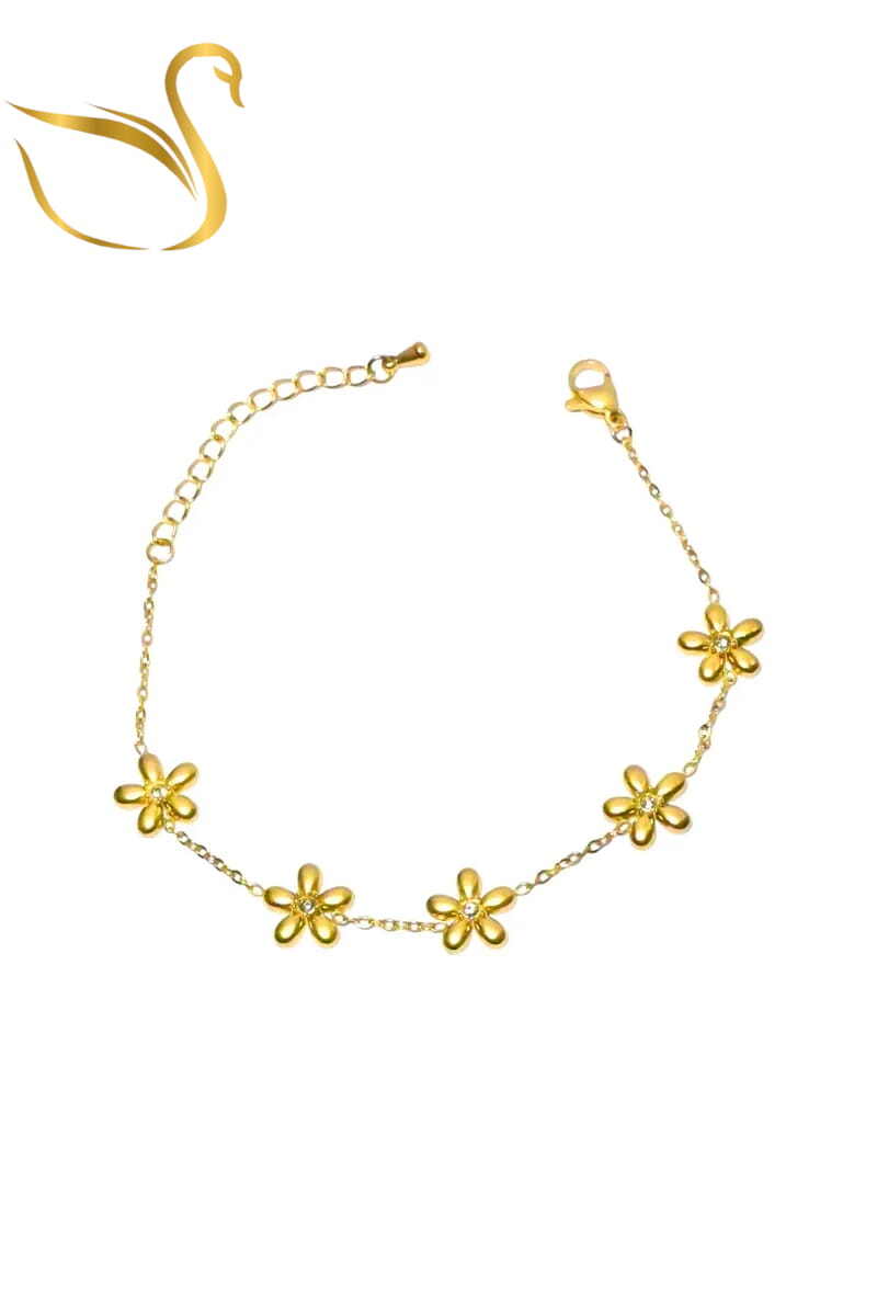 Grossiste Emma Fantaisies - Bracelet fleur Or
