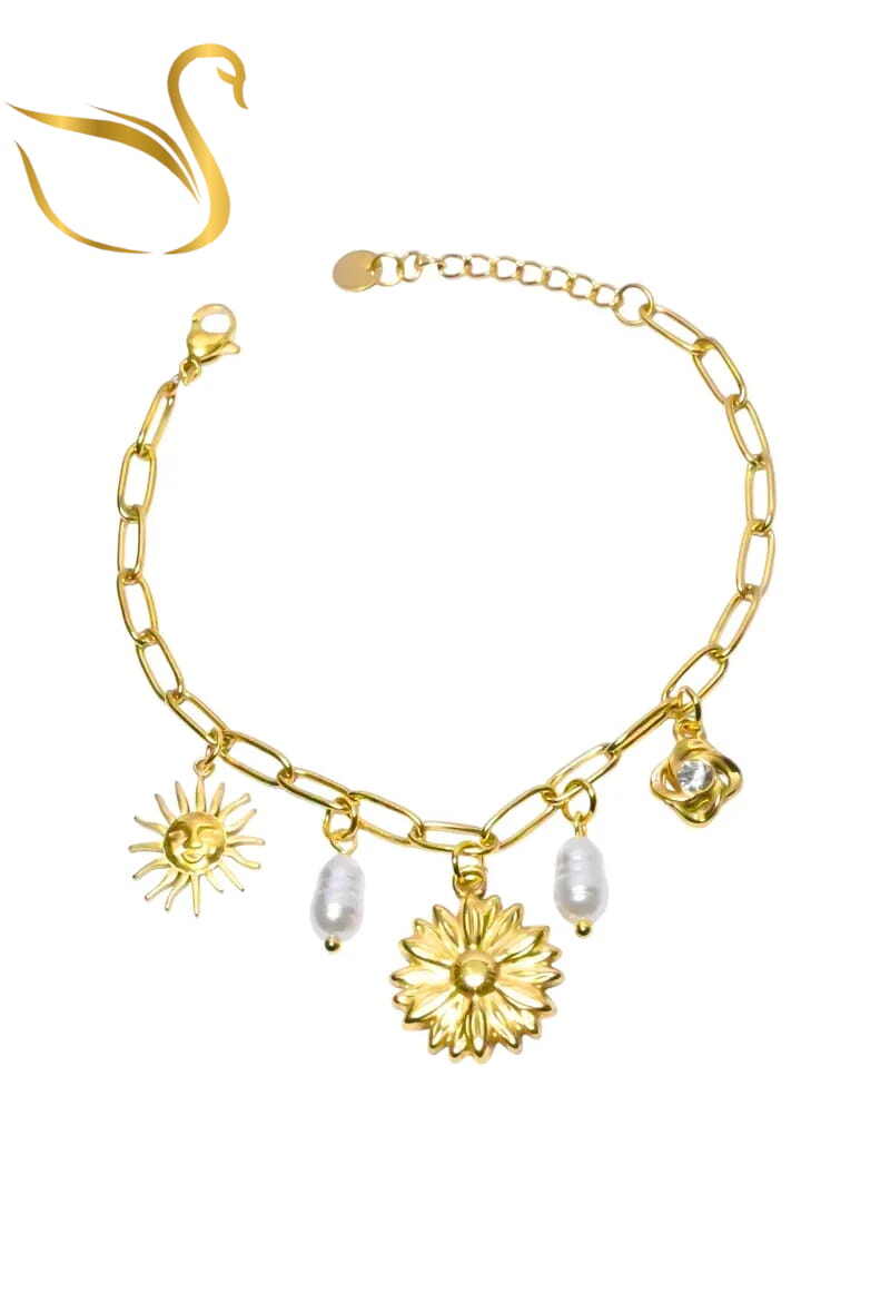 Grossiste Emma Fantaisies - Bracelet breloque fleur Or