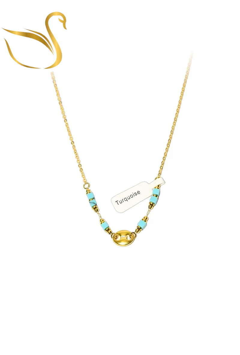 Grossiste Emma Fantaisies - Collier turquoise graine de café