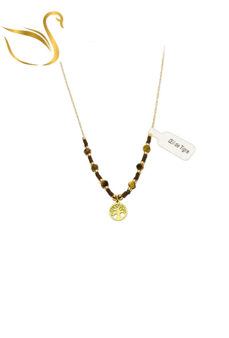 Grossiste Emma Fantaisies - Collier oeil de tigre arbre de vie