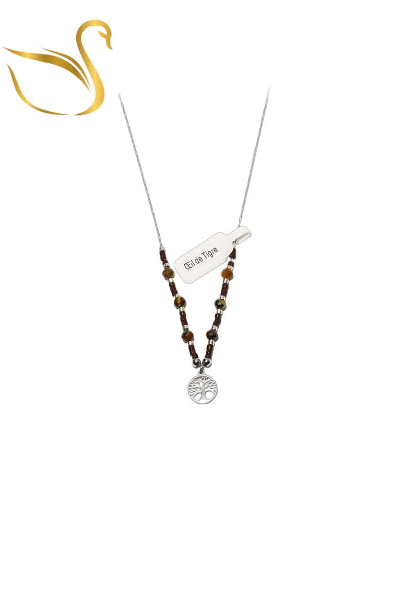 Grossiste Emma Fantaisies - Collier oeil de tigre arbre de la vie