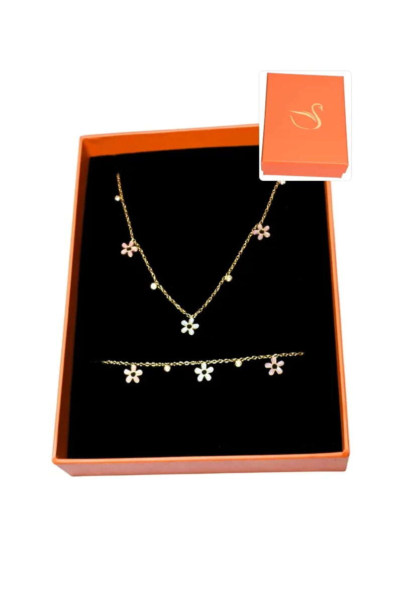 Grossiste Emma Fantaisies - Coffret cadeaux orange parure bijoux fleur
