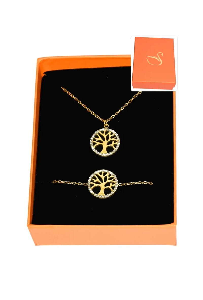 Großhändler Emma Fantaisies - Schmuck-Geschenkset Lebensbaum Orange