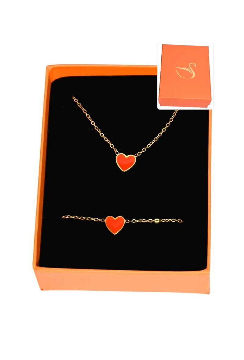 Großhändler Emma Fantaisies - Schmuck-Geschenkset mit orangefarbenem Herz