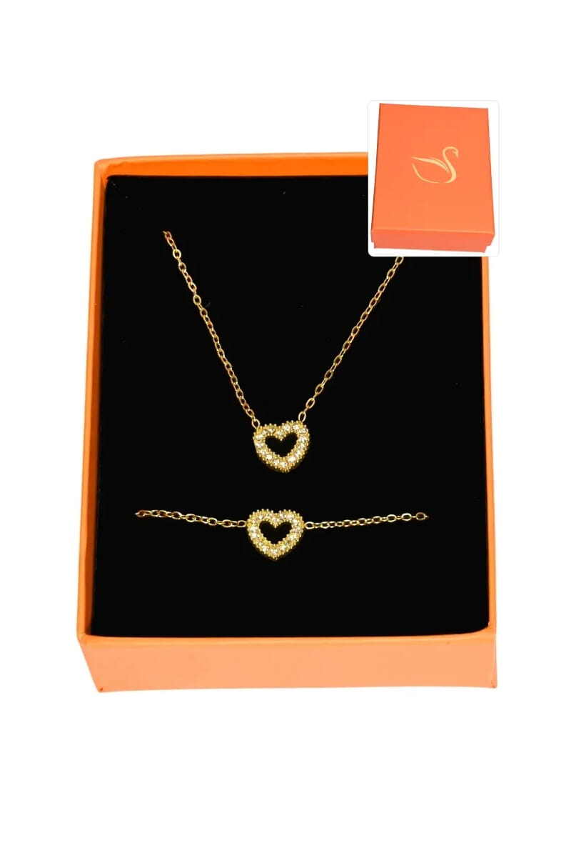 Grossiste Emma Fantaisies - Coffret parure bijoux cadeaux orange coeur