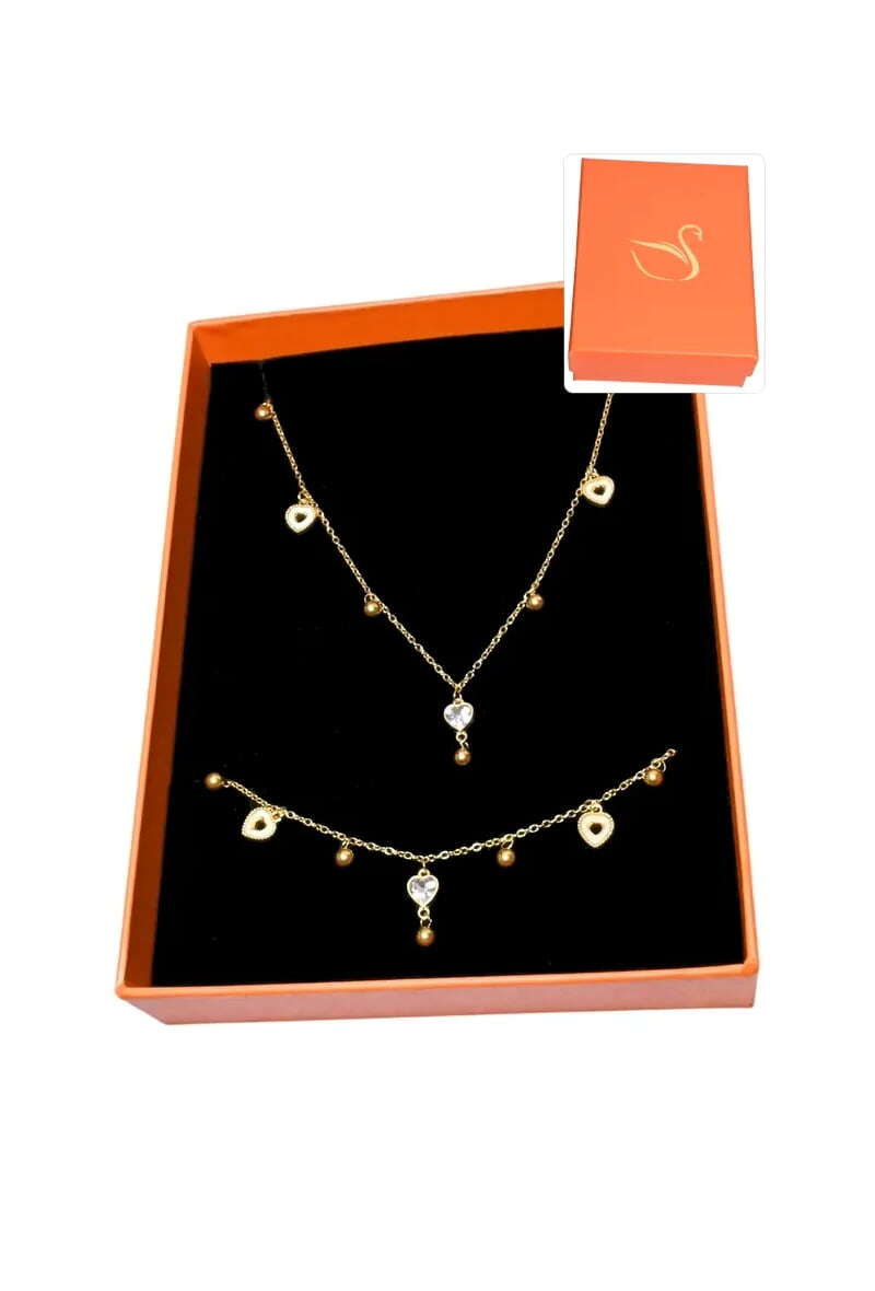 Grossiste Emma Fantaisies - Coffret cadeaux orange parure bijoux coeur