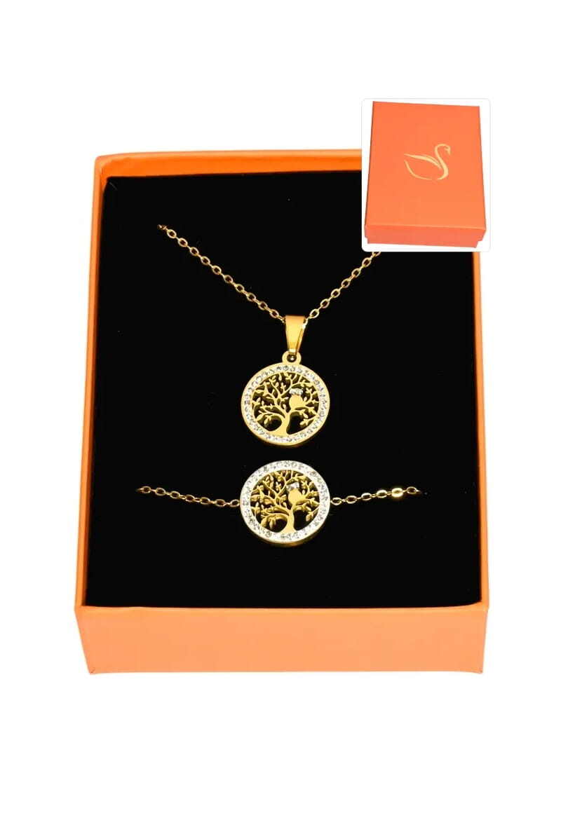 Grossiste Emma Fantaisies - Coffret parure bijoux cadeaux orange arbre de la vie