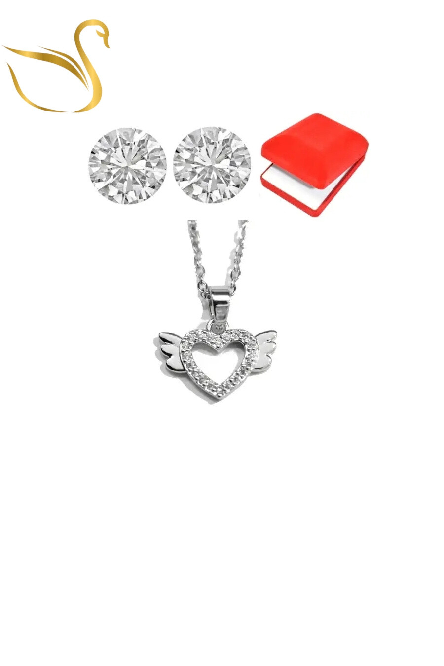 Grossiste Emma Fantaisies - coffret bijoux parures coeur aile Argent