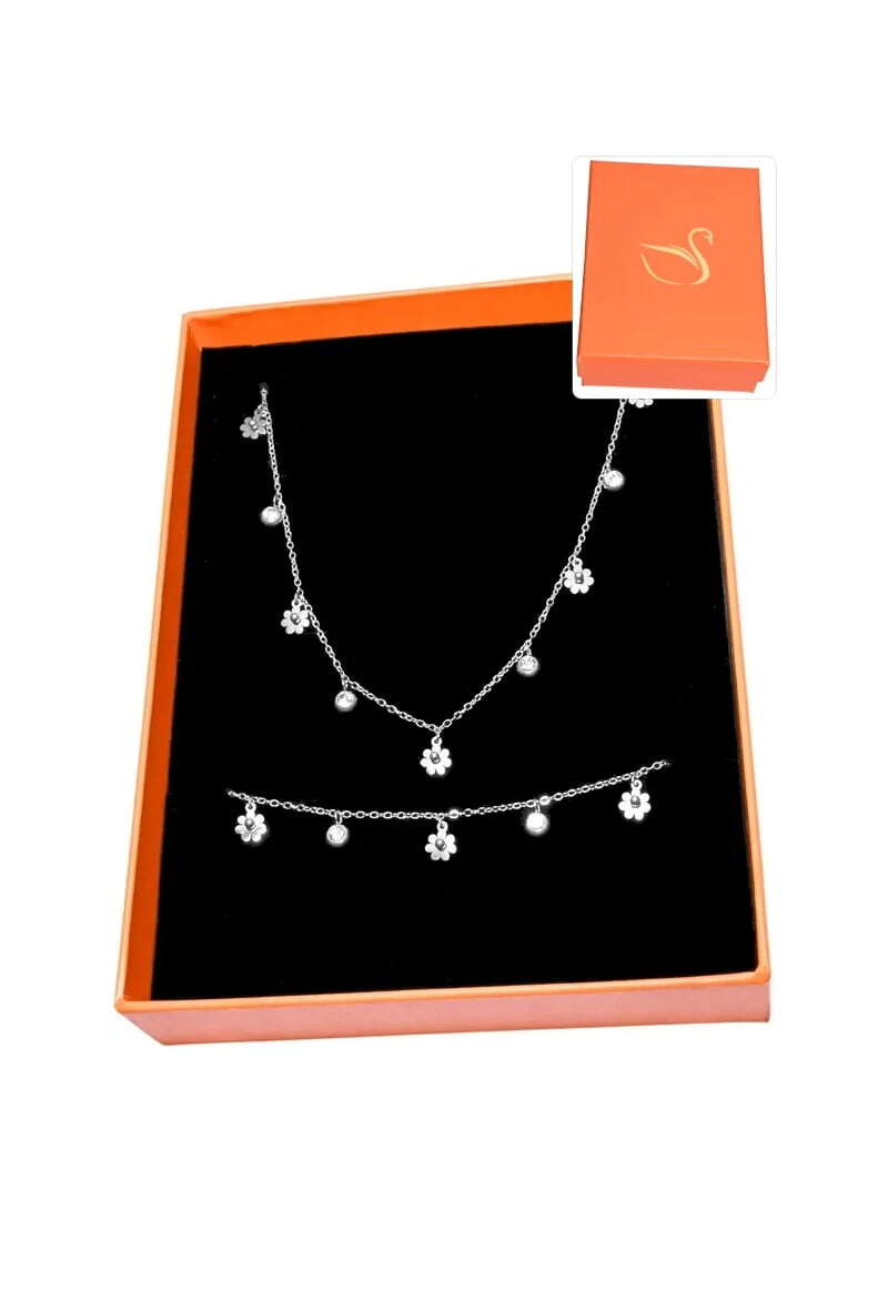 Grossiste Emma Fantaisies - Coffret cadeaux orange parure bijoux fleur