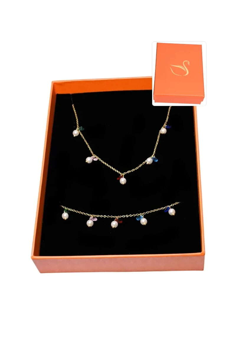Grossiste Emma Fantaisies - Coffret cadeaux orange parure bijoux perle
