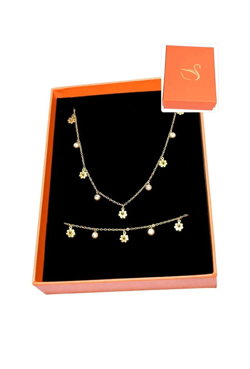 Grossiste Emma Fantaisies - Coffret cadeaux orange parure bijoux fleur