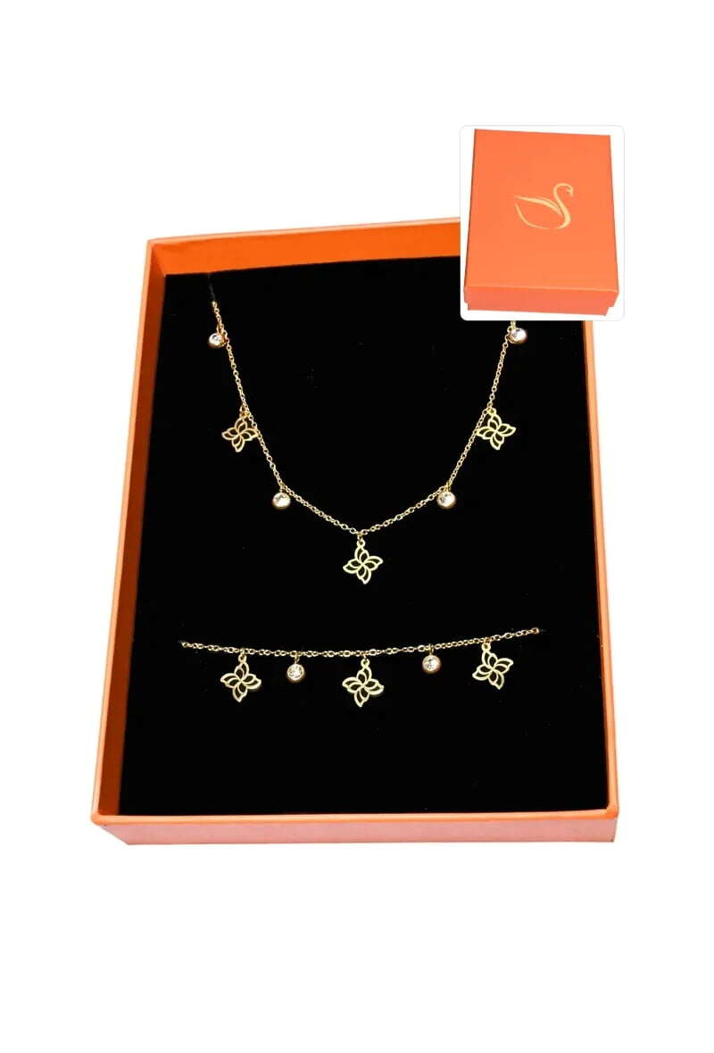 Grossiste Emma Fantaisies - Coffret cadeaux orange parure bijoux fleur