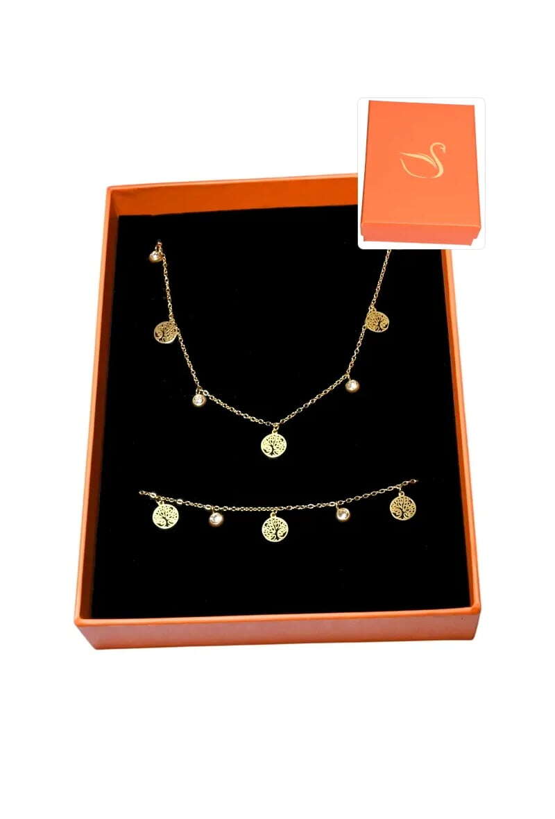 Grossiste Emma Fantaisies - Coffret cadeaux orange parure bijoux arbre de la vie