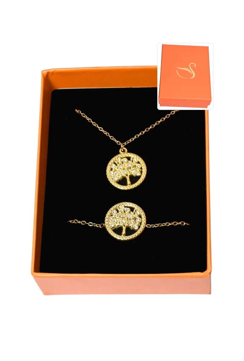 Grossiste Emma Fantaisies - Coffret cadeaux orange parure bijoux arbre de la vie