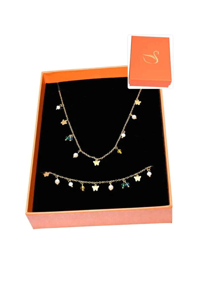 Grossiste Emma Fantaisies - Coffret cadeaux orange parure bijoux papillon