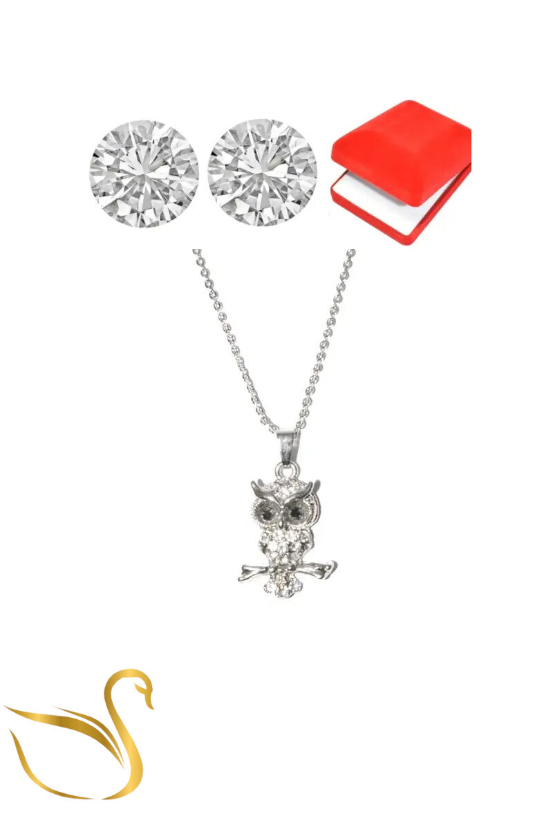 Wholesaler Emma Fantaisies - Silver owl steel fitting jewelry set
