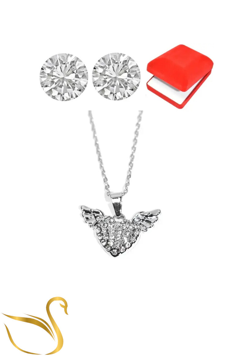 Grossiste Emma Fantaisies - coffret bijoux parures coeur aile Argent