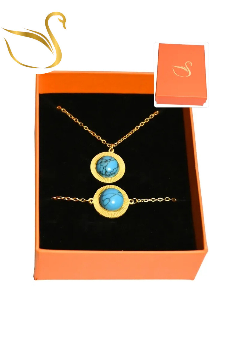 Grossiste Emma Fantaisies - Coffret cadeaux turquoise parure bijoux