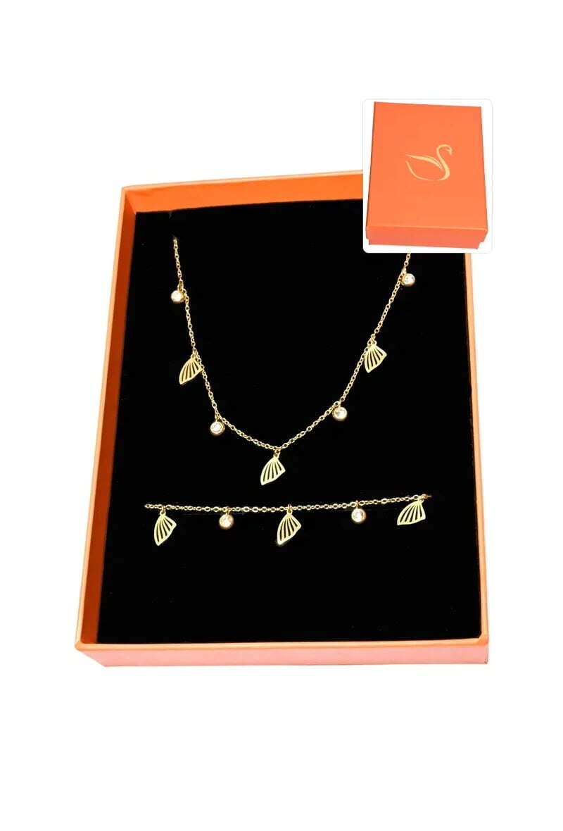Grossiste Emma Fantaisies - Coffret cadeaux orange parure bijoux feuille