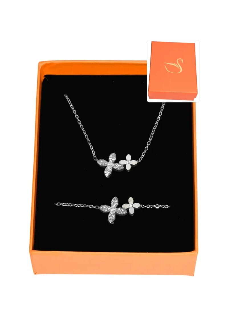Grossiste Emma Fantaisies - Coffret parure bijoux cadeaux orange fleur