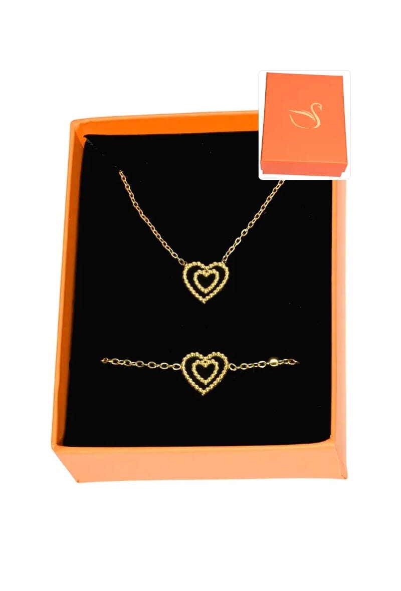 Grossiste Emma Fantaisies - Coffret parure bijoux cadeaux orange coeur