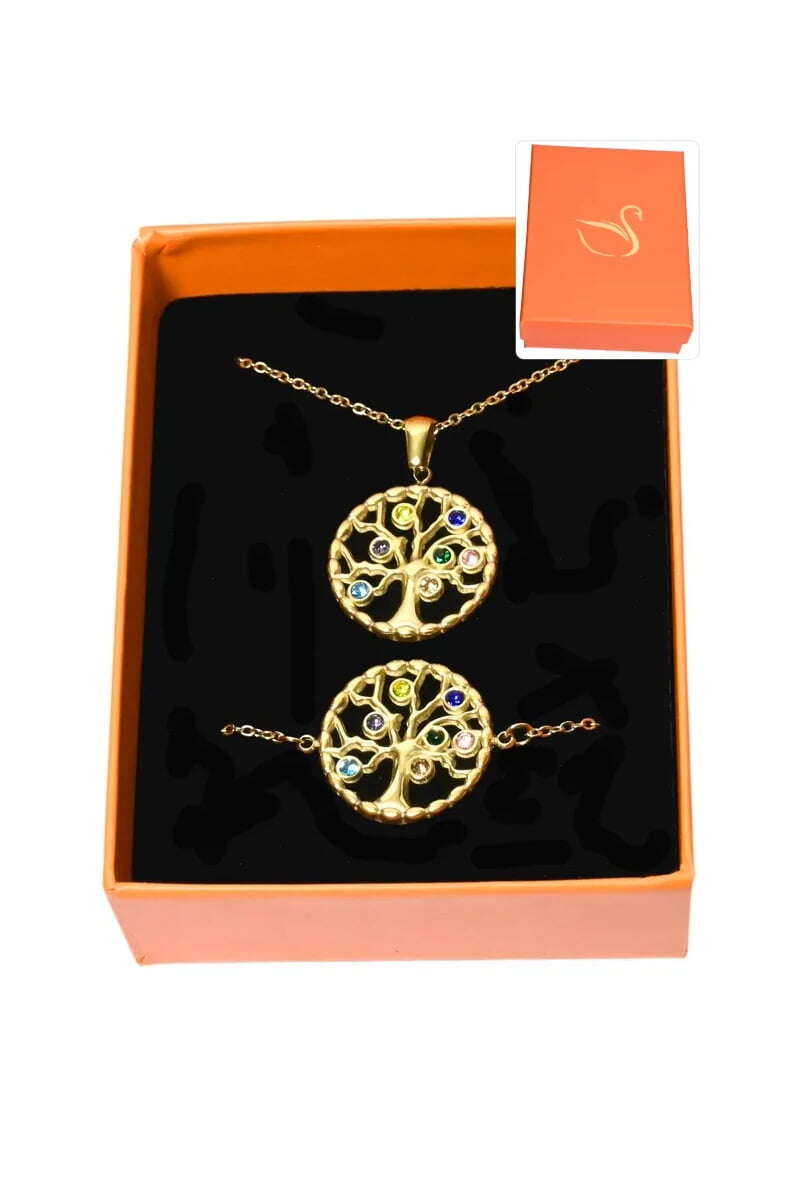 Grossiste Emma Fantaisies - Coffret cadeaux orange parure bijoux arbre de la vie