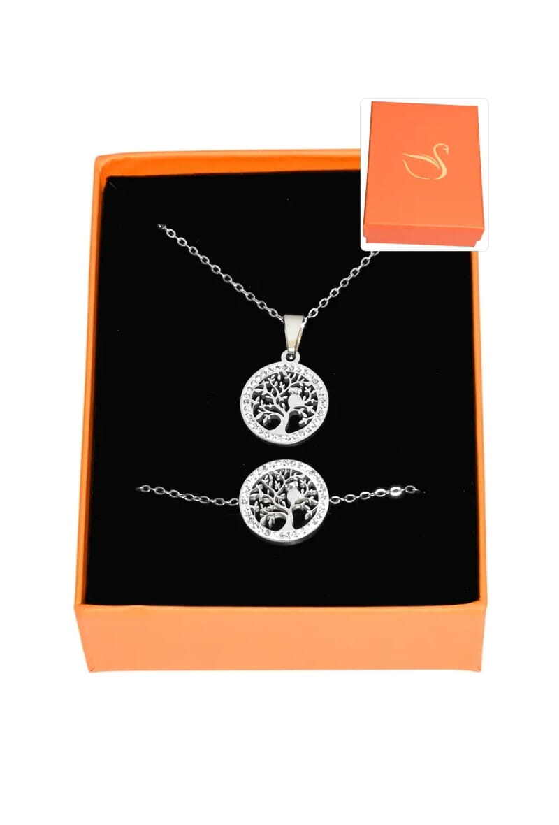 Grossiste Emma Fantaisies - Coffret parure bijoux cadeaux orange arbre de la vie