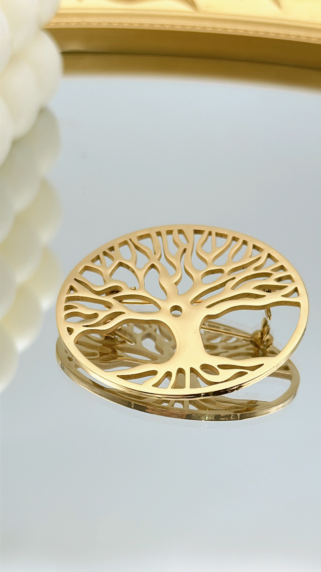Wholesaler EMMASH BIJOUX - STAINLESS STEEL TREE OF LIFE BROOCH