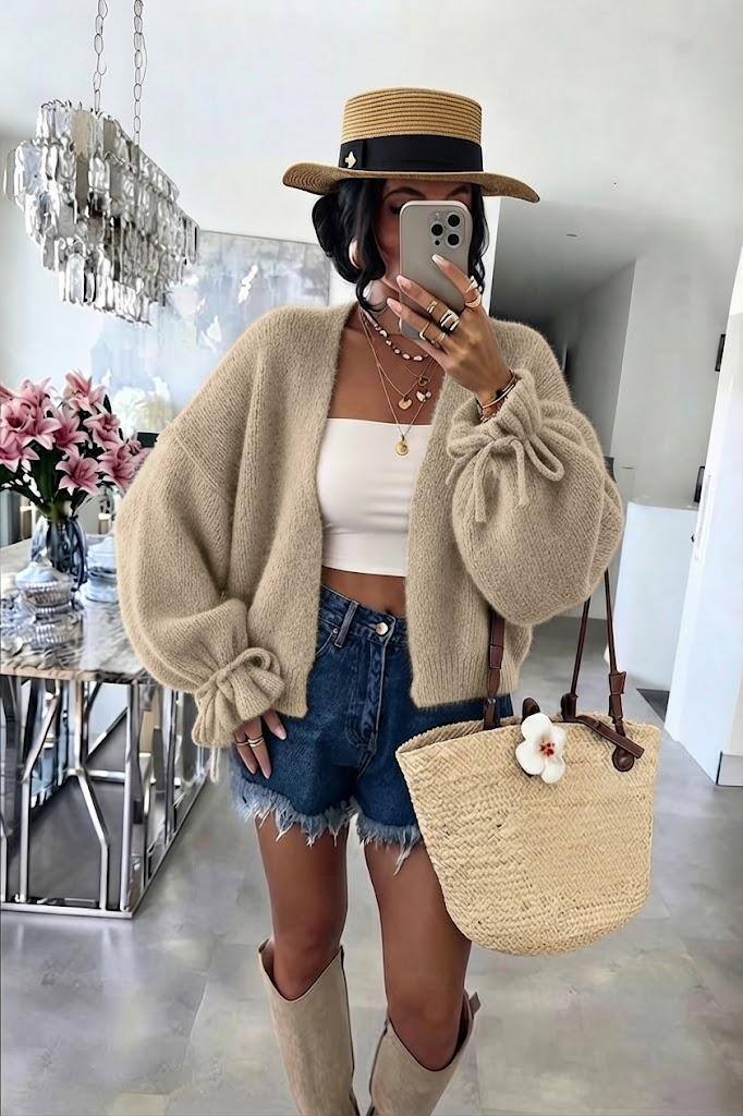 Grossiste enoioy - CARDIGAN EN LAINE AVEC LIEN SUR LA MANCHE