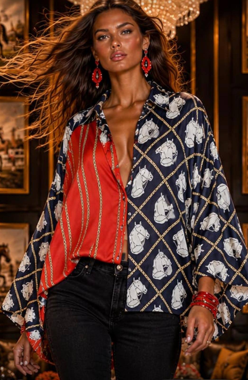 Wholesaler ENVOG Paris - Batwing sleeve shirt with horse print