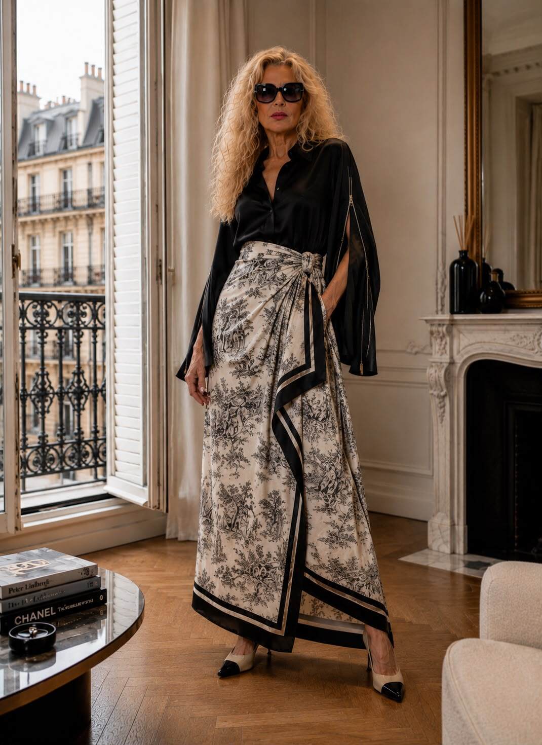 Grossiste ENVOG Paris - Jupe portefeuille satin imprimée