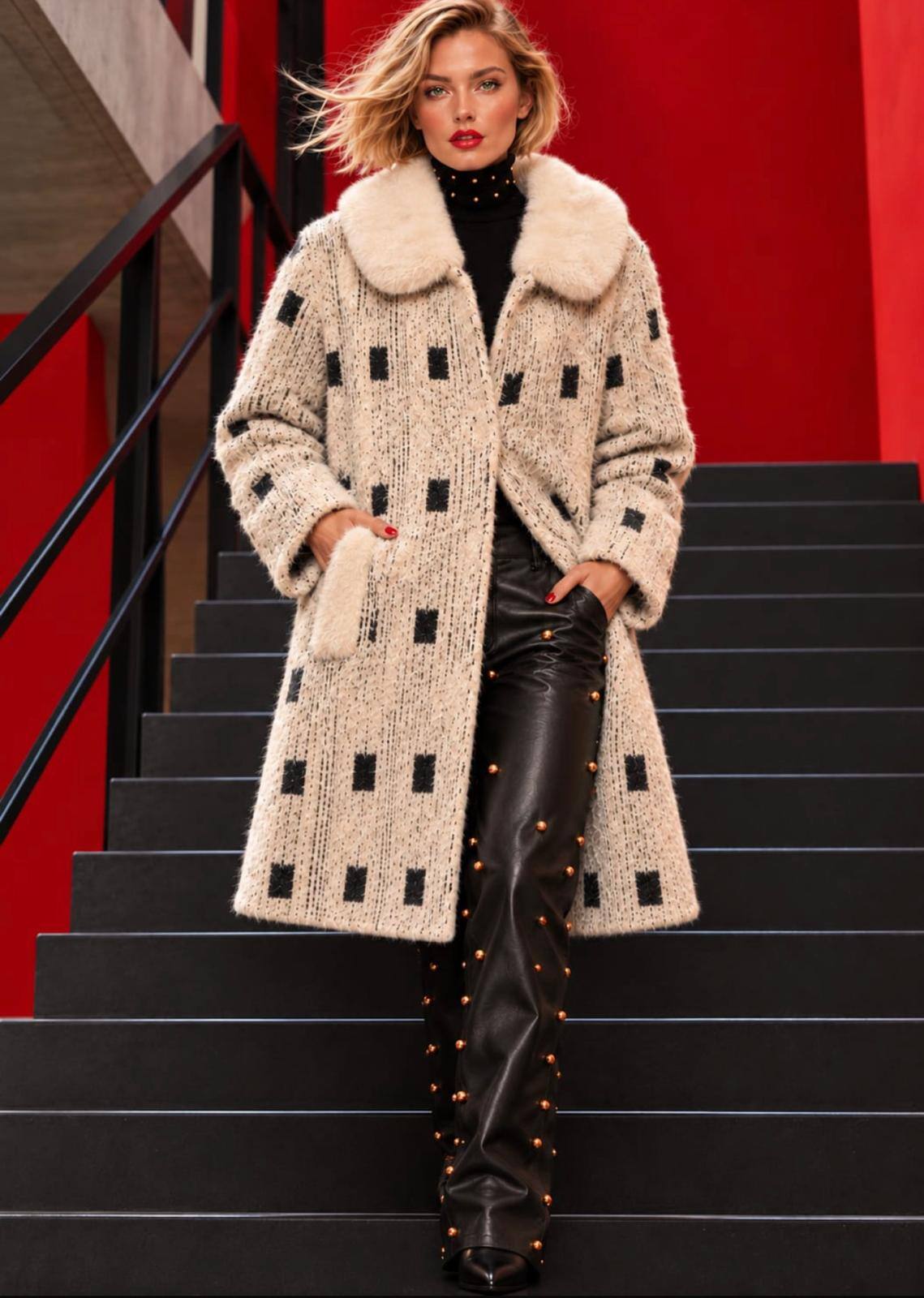 Großhändler ENVOG Paris - GRAPHIC FUR - JACQUARD-PELZMANTEL