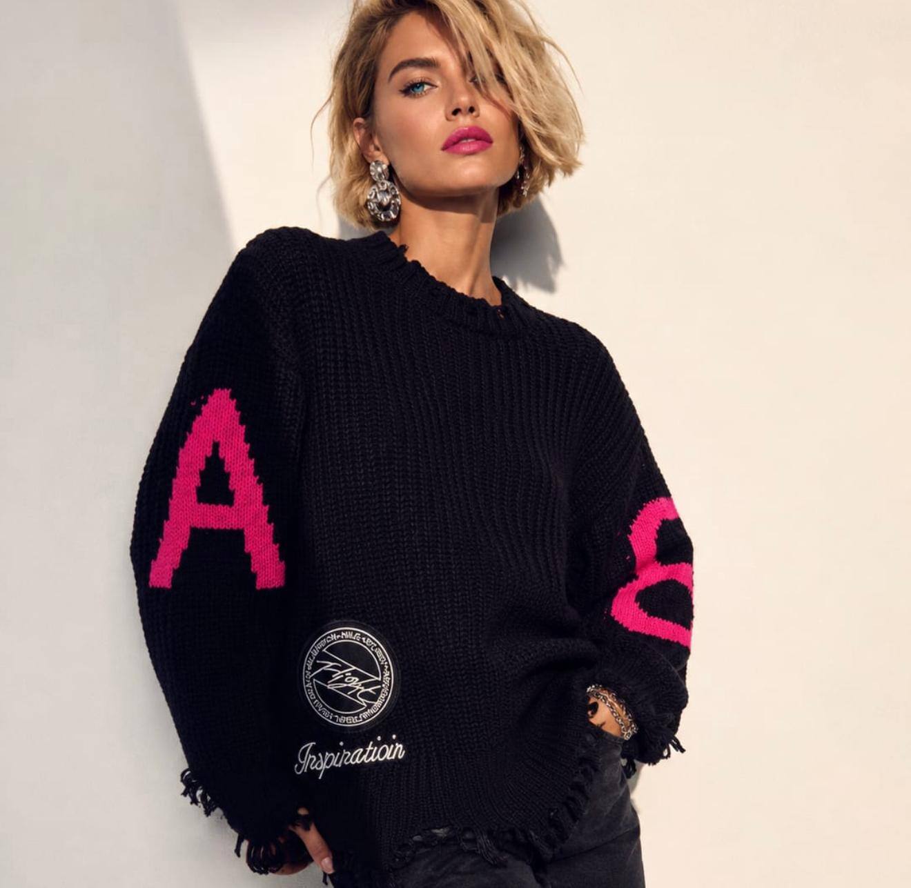 Grossista ENVOG Paris - INSPIRATION – Maglione oversize in maglia grafica grossa