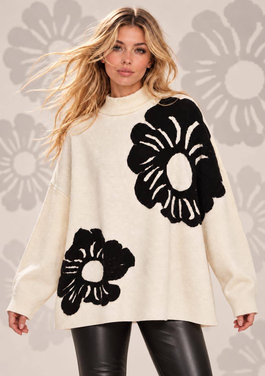 Grossista ENVOG Paris - BLOOM MONO - MAGLIONE FLOREALE OVERSIZE