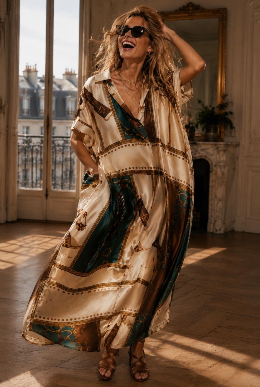 Mayorista ENVOG Paris - Vestido camisero de satén de lujo