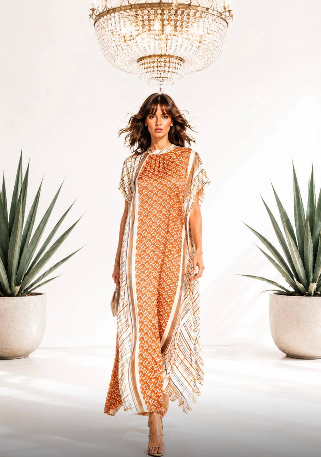 Großhändler ENVOG Paris - Premium Kaftan-Kleid mit Grafikdruck