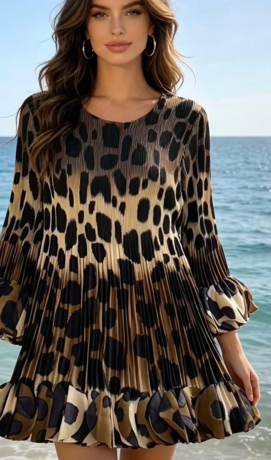 Mayorista ENVOG Paris - Vestido Plisado de Leopardo