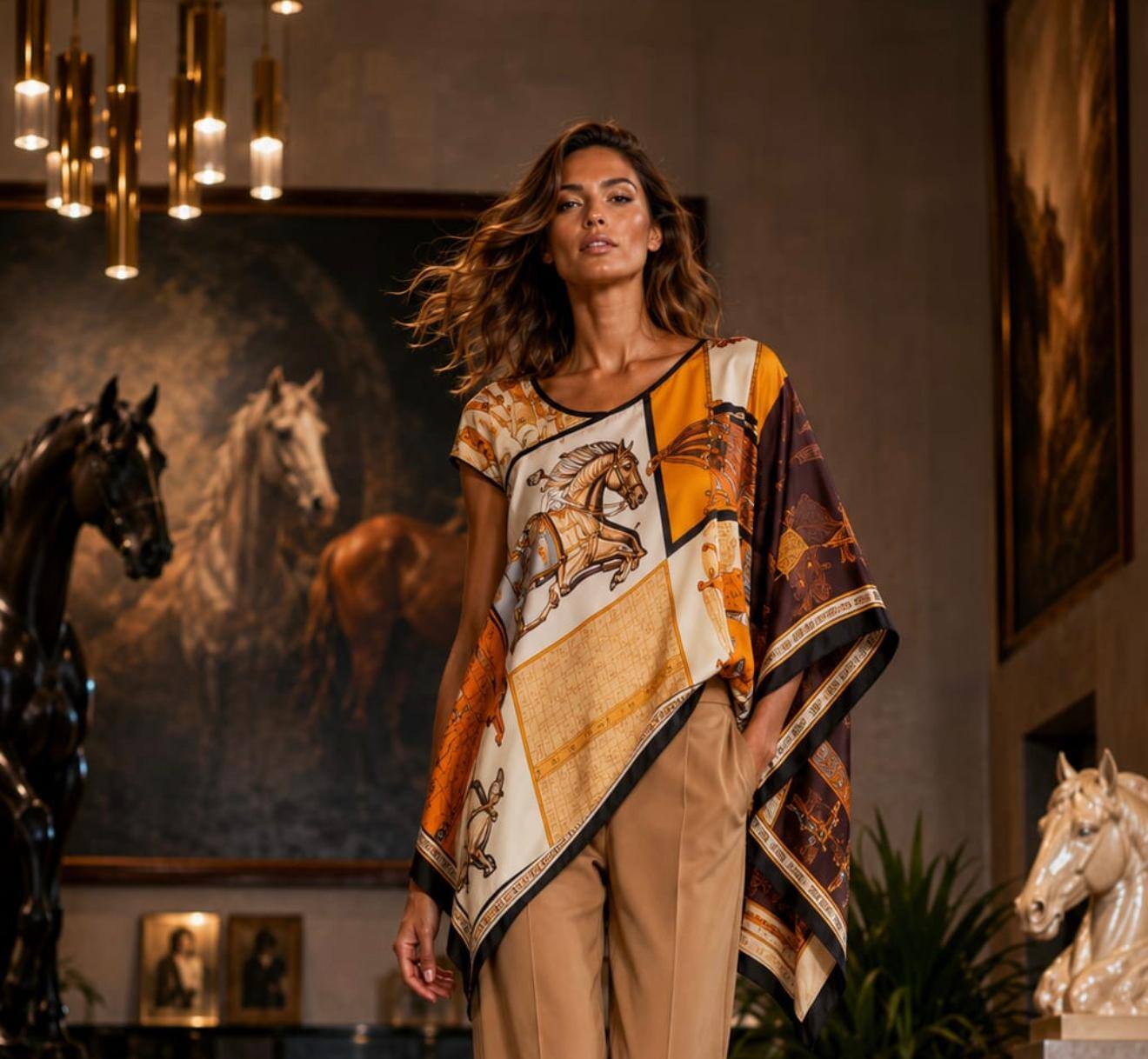 Wholesaler ENVOG Paris - Asymmetrical horse scarf tunic
