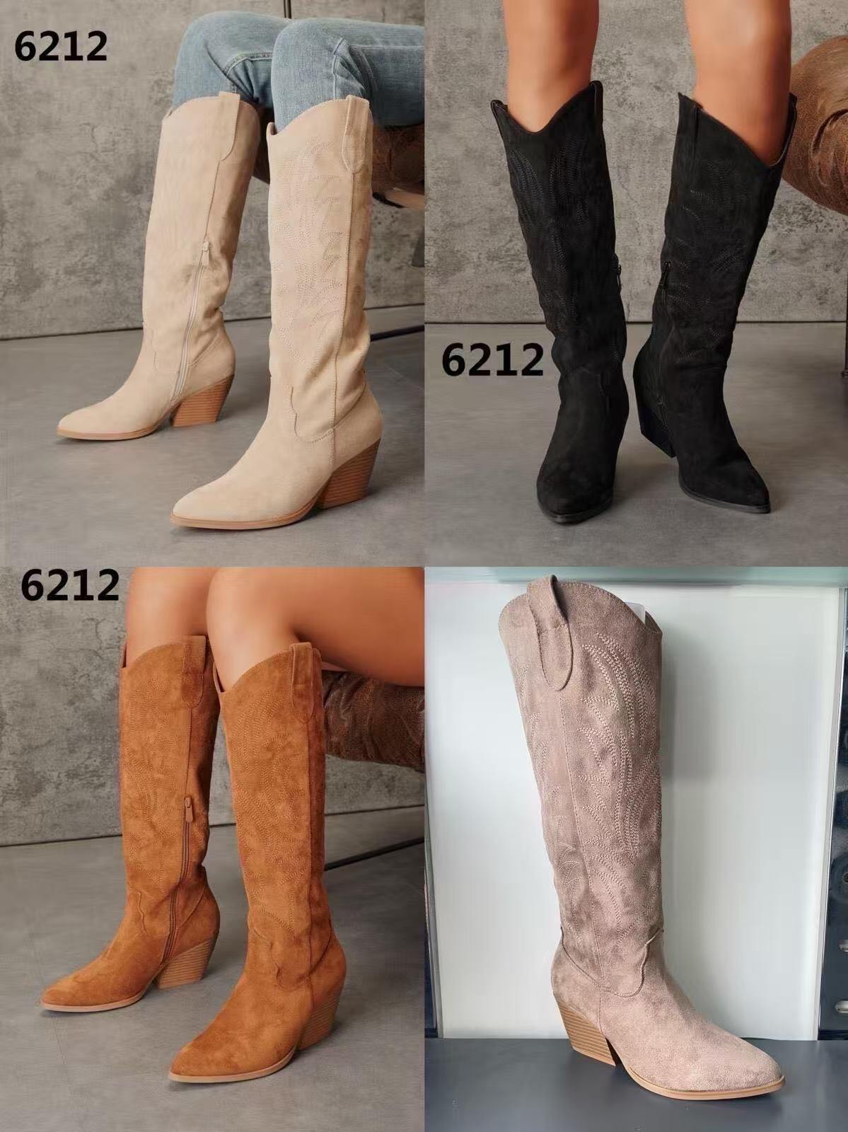 Grossista ERICA SHOES - Stivali sopra il ginocchio western vintage con ricami