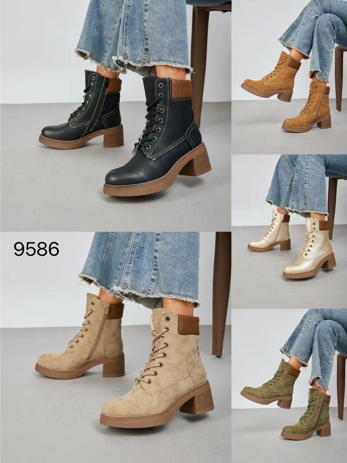 Großhändler ERICA SHOES - Martina Vintage-Stiefeletten mit Blockabsatz und Schnürsenkeln