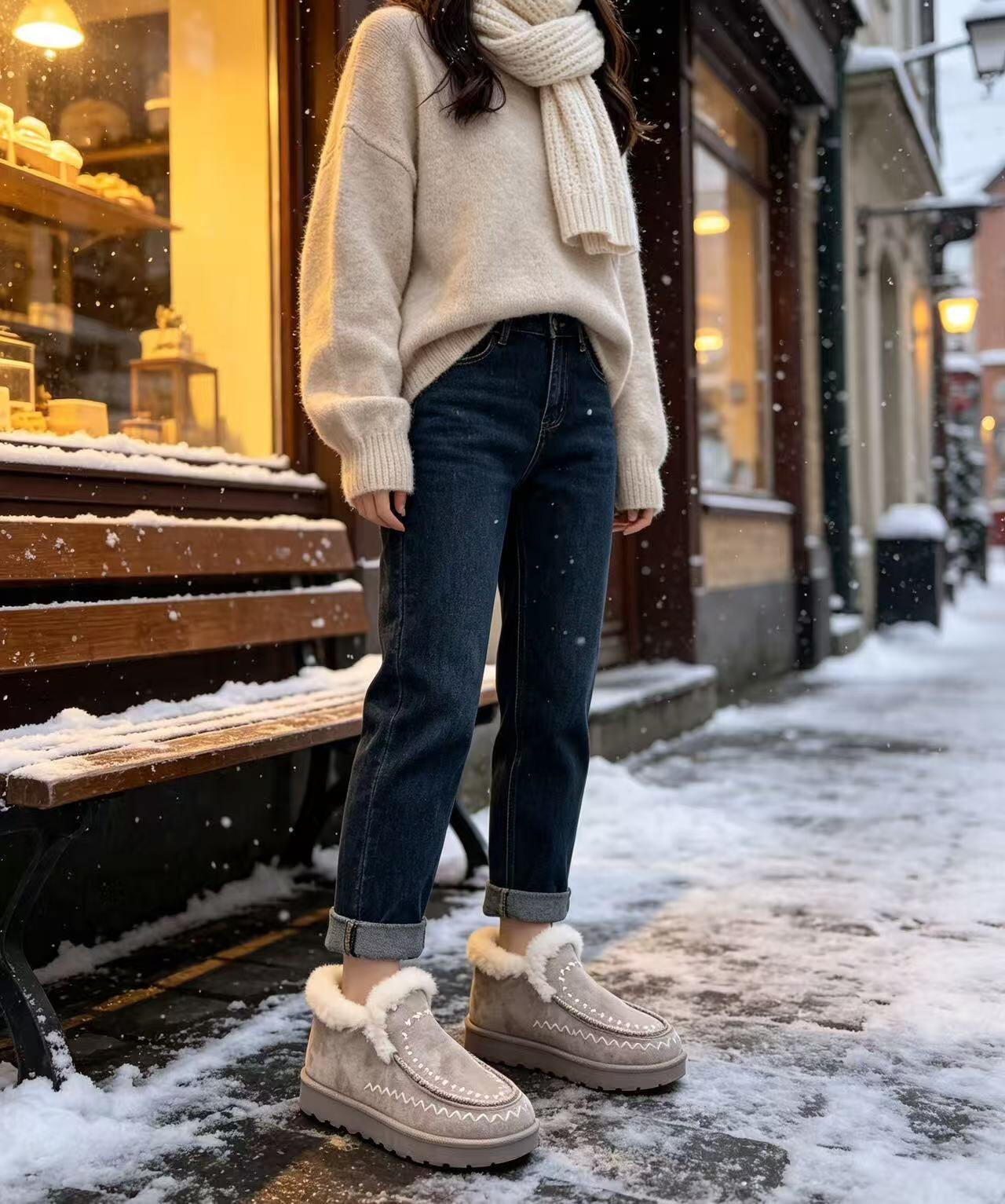 Grossiste ERICA SHOES - Bottines d'hiver femme fourrées à semelle épaisse