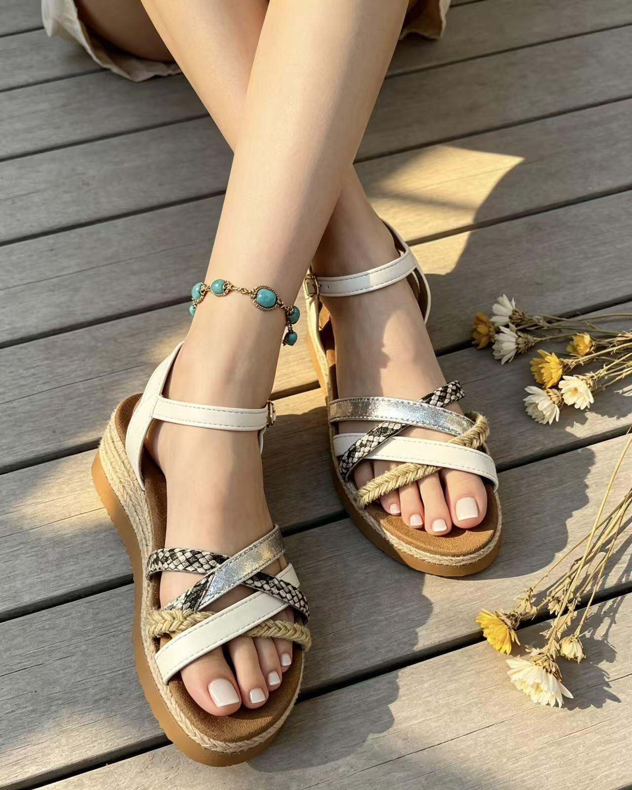 Großhändler ERICA SHOES - Espadrille-Plateausandalen mit Multi-Riemen-Design