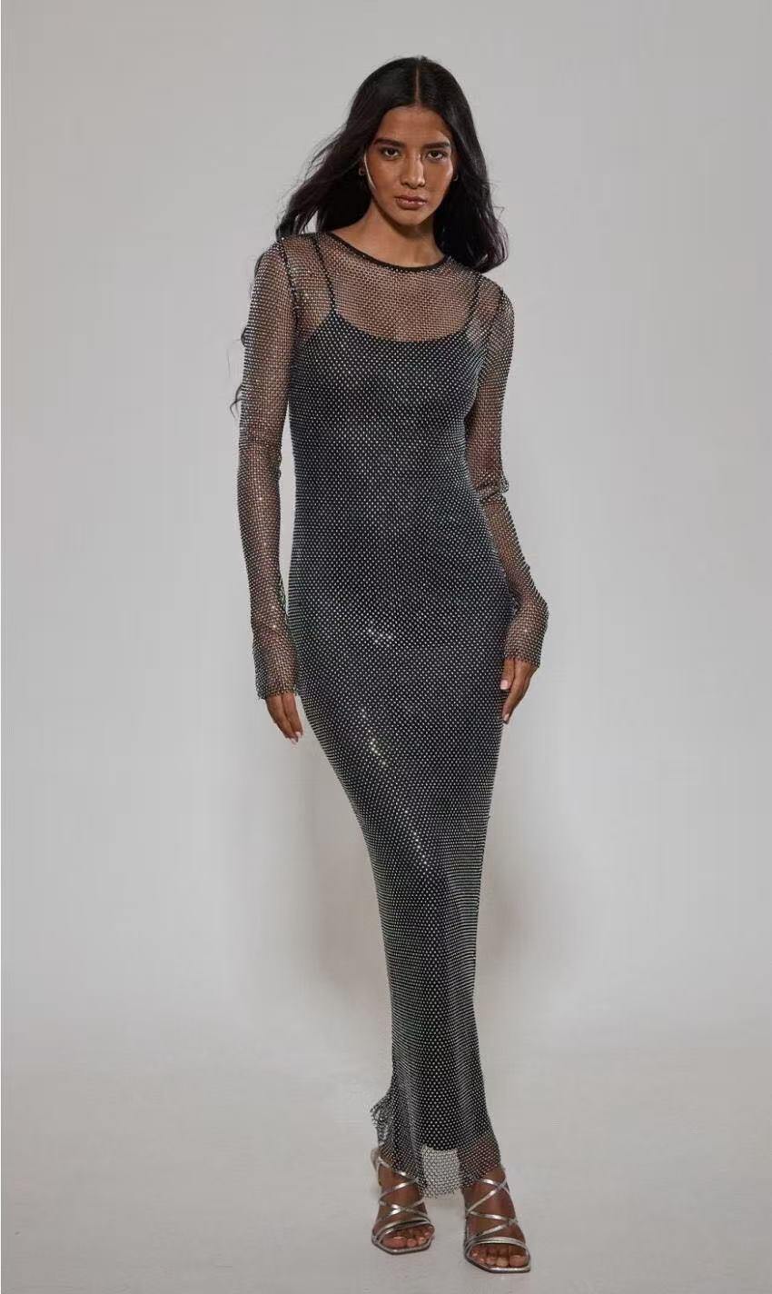 Wholesaler ERICA SHOES - Women's Long Mesh Dress with Long Sleeves